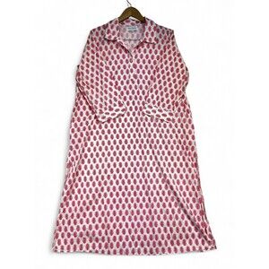 NavyBleu Pink Leaf Print Collared Maxi Dress XL